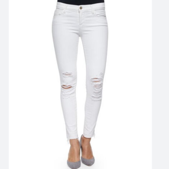 J BRAND White Cropped Distressed Ripped Jeans Size 28 - Picture 2 of 6